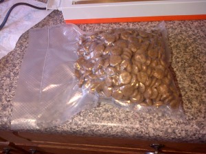 Vacuum-packed dog biscuits.